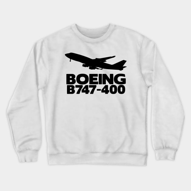 Boeing B747-400 Silhouette Print (Black) Crewneck Sweatshirt by TheArtofFlying